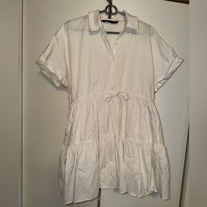Zara Women's White Button-Up Dress